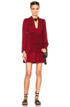 Valentino Long Sleeve Georgette Dress In Red