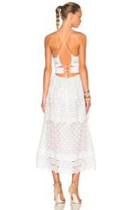 Self-portrait Ivy Lace Trim Midi Dress In White