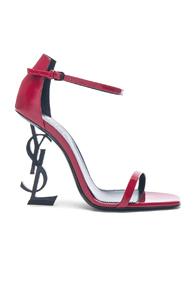 Saint Laurent Opium Leather Monogramme Sandals In Red