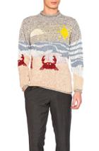 Thom Browne Beach Scene Icon Jacquard Pullover Sweater In Gray