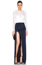 Galvan Long Sleeve Lace Dress In Black,white