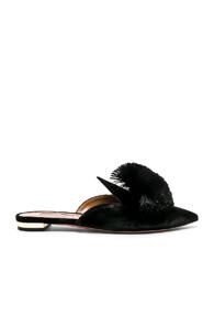 Aquazzura Velvet Powder Puff Flats In Black