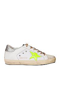 Golden Goose Leopard Lace Superstar Sneakers In White