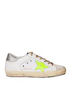 Golden Goose Leopard Lace Superstar Sneakers In White