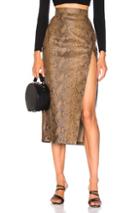Zeynep Arcay For Fwrd Snake Skin Print Leather Midi Skirt In Animal Print,brown