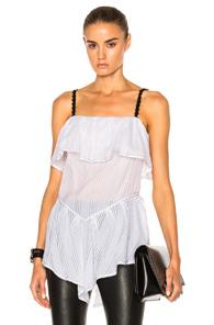 Wes Gordon Ruffle Hem Cami Top In White,stripes