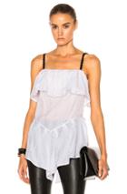 Wes Gordon Ruffle Hem Cami Top In White,stripes