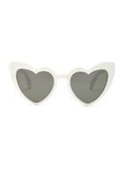 Saint Laurent Lou Lou Heart Sunglasses In White