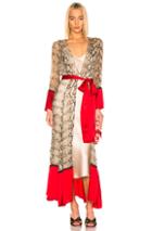 We Are Leone Contrast Maxi Cardigan In Animal Print,gray,red