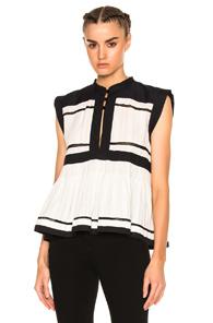 Isabel Marant Etoile Ransom Bicolor Cotton Gauze Top In Black,neutrals