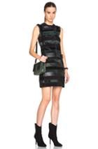 Calvin Klein Collection Eva Patchwork Leather Sleeveless Dress In Green,black,stripes