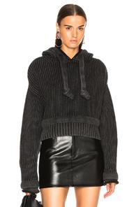 T By Alexander Wang Chunky Trim Cropped Hoodie In Black