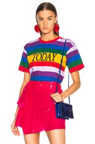 Alberta Ferretti Today Striped Tee In Purple,red,stripes