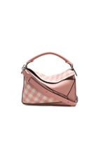 Loewe Gingham Puzzle Bag In Pink,checkered & Plaid