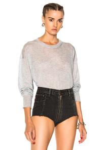 T By Alexander Wang Gauze Cashmere Nylon Knit Oversized Crew Pullover In Gray