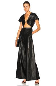 Understated Leather Ultimate For Fwrd Leather Cut-out Jumpsuit In Black