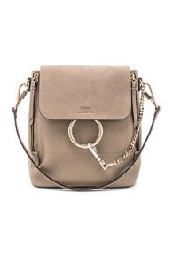 Chloe Small Faye Calfskin & Suede Backpack In Gray