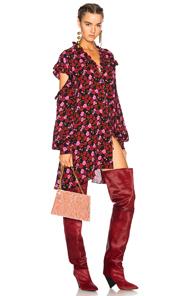 Magda Butrym Amman Dress In Black,floral,pink,red