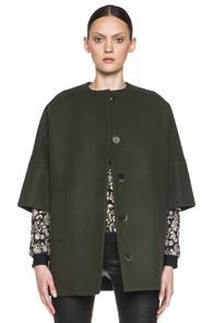 Msgm Wool Coat In Green