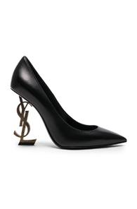 Saint Laurent Leather Opium Monogram Heels In Black