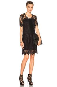 Burberry Prorsum Chantilly Lace Dress In Black