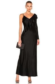 Diane Von Furstenberg Asymmetrical Ruffle Gown In Black