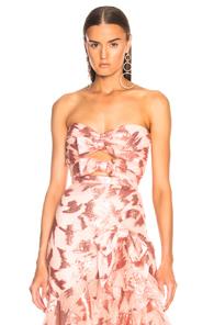 Rodarte Sequin & Tulle Strapless Bustier With Bow Details In Pink