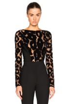 Mugler Leopard Velour & Mega Milano Bodysuit In Black