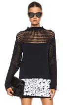 Helmut Lang Micro Grid Crop Polyamide-blend Sweater In Black