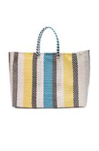 Truss Large Tote In Stripes,white,yellow.blue
