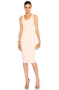 Victoria Beckham Dense Rib Tank Fitted Dress In Orange