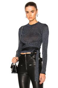 3.1 Phillip Lim Lurex Crop Tie Top In Blue,metallics