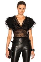 Rodarte Lace Trim And Laser Cut Detail Blouse In Black