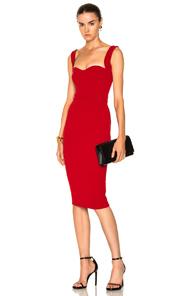 Victoria Beckham Matte Crepe Curve Cami Fitted Dress In Red