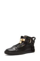 Buscemi 100mm High Top Pebbled Leather Sneakers In Black