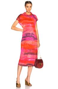 Raquel Allegra Icon Dress In Ombre & Tie Dye,pink,red