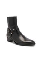 Saint Laurent Leather Wyatt Harness Boots In Black