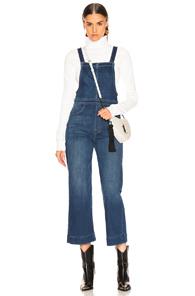Mother Greaser Overall Crop In Denim Medium