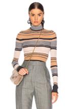 Acne Studios Striped Turtleneck Knit Top In Gray,neutral,stripes