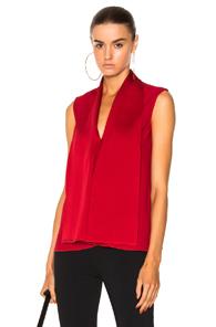 Victoria Beckham Satin Back Crepe Sleeveless Blouse In Red