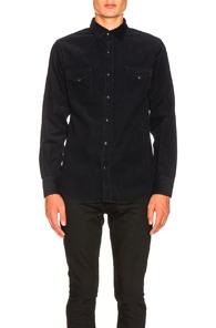 Saint Laurent Corduroy Western Shirt In Blue