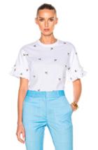 Victoria Victoria Beckham Ruffle Sleeve Tee Shirt In White