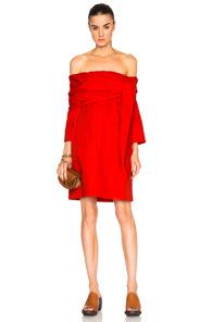 Isa Arfen Off Shoulder Knot Mini Dress In Red