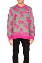 Sacai Pineapple Knit Pullover In Gray,abstract,pink