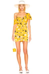 Self-portrait For Fwrd Off Shoulder Printed Mini Dress In Floral,yellow