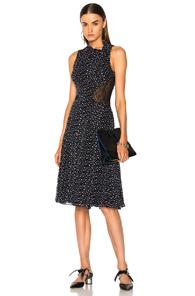 Proenza Schouler Printed Crepe Chiffon Sleeveless Asymmetric Waisted Dress In Blue,abstract