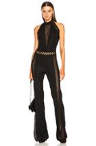 Balmain Lattice Trim Halter Jumpsuit In Black