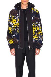 Sacai Floral Print Jacket In Blue,floral