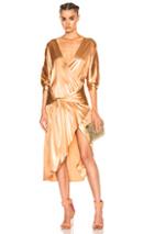 Zeynep Arcay Silk Wrap Dress In Metallics,orange