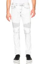Neil Barrett Skinny Leg Bleached Denim Biker Jean In Blue